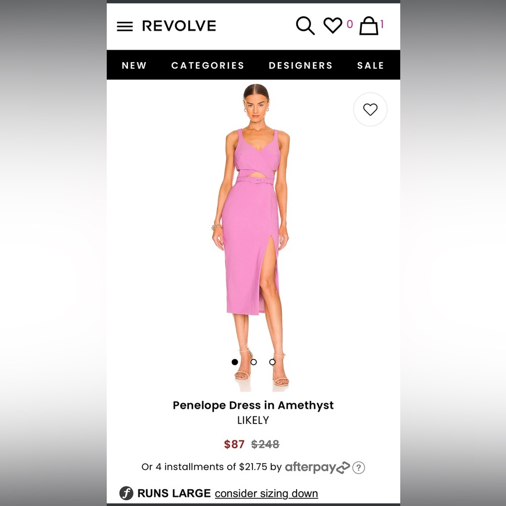 Revolve LIKELY 💜 Penelope cutout Dress size 4 Amethyst Purple Pink